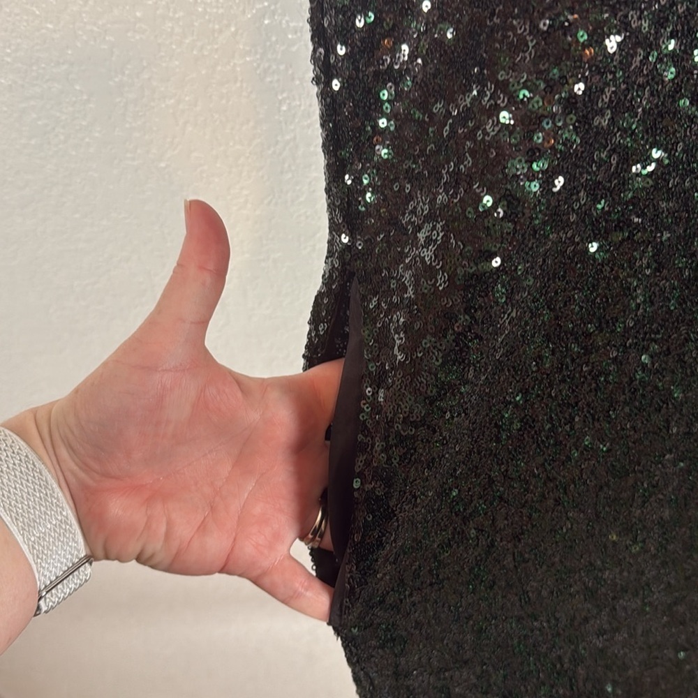 Johnny Was Ratana Ombre Black to Green Sequin Mini Dress with Pockets Size Med - Picture 6 of 10